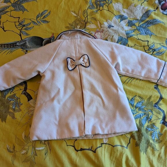 Little me pink pea coat with bow on back sz 24 months euc - Picture 2 of 5